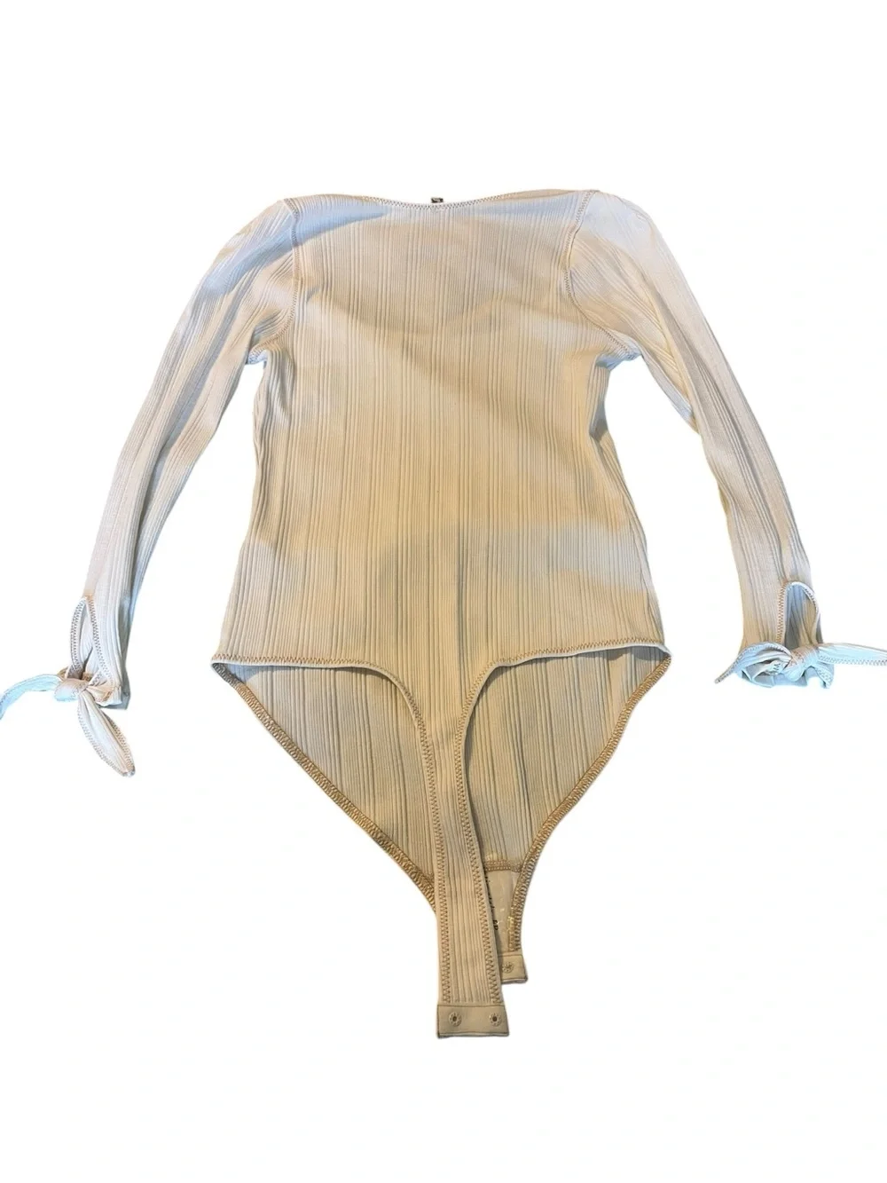 Free People Intimately FP Ribbed Tie Sleeve Bodysuit Ivory M NWT Boho Balletcore